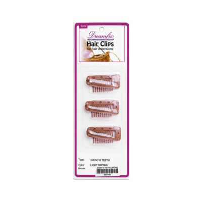 Dreamfix Hair Clips for Extensions Clips 3.8cm Teeth/Light Brown 3Pcs