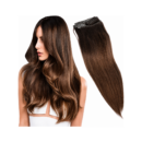 Dream Hair Clip-In Extensions Straight 8 Teile & 17 Clips, 18" (ca. 46 cm) – Colour 4, Human Hair
