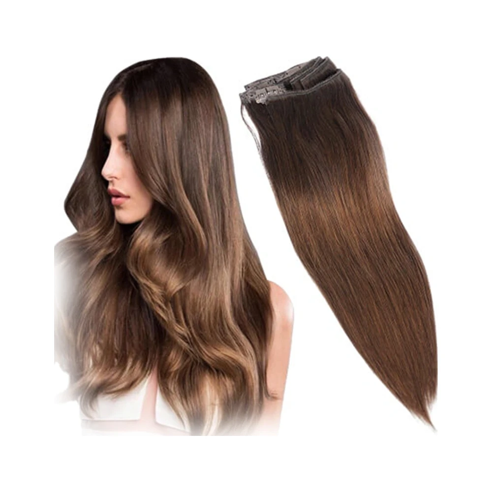 Dream Hair Clip-In Extensions Straight 8 Teile & 17 Clips, 18" (ca. 46 cm) – Farbe 27, Echthaar – Bild 2