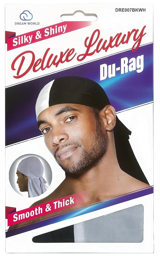 Dream World Silky & Shiny Deluxe Du-Rag Black DRE006